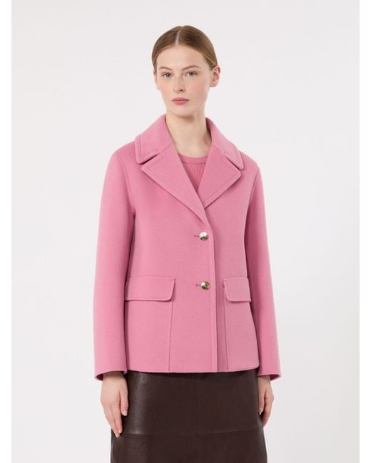 Max Mara Pink Drap Wool Single-Breasted Jacket