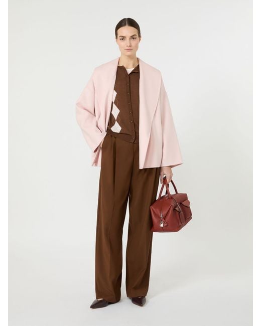 Max Mara Brown Cardigan Aus Wolle Und Seide Mit Argyle-Muster