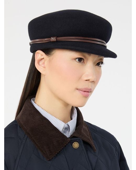 Max Mara Blue Wool Felt Baker Boy Hat