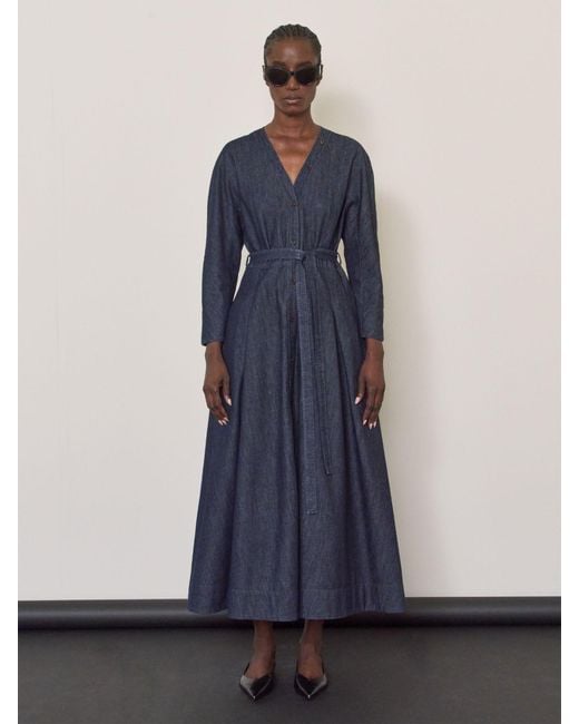 Max Mara Blue Cotton Denim Dress With Belt