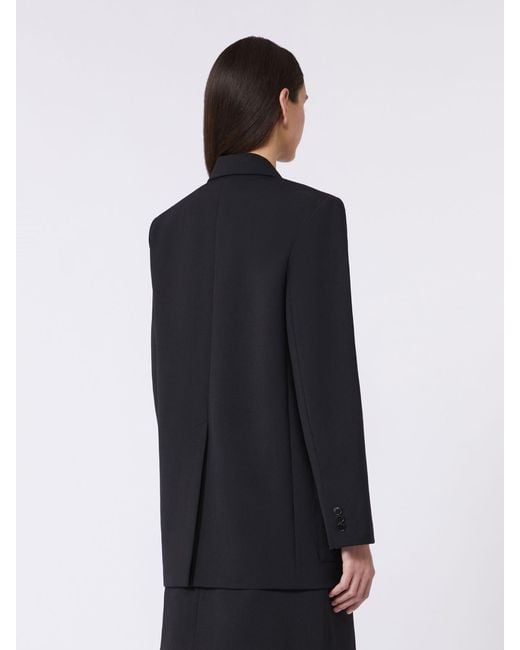 Max Mara Blue Double-Breasted Technical Wool Blazer