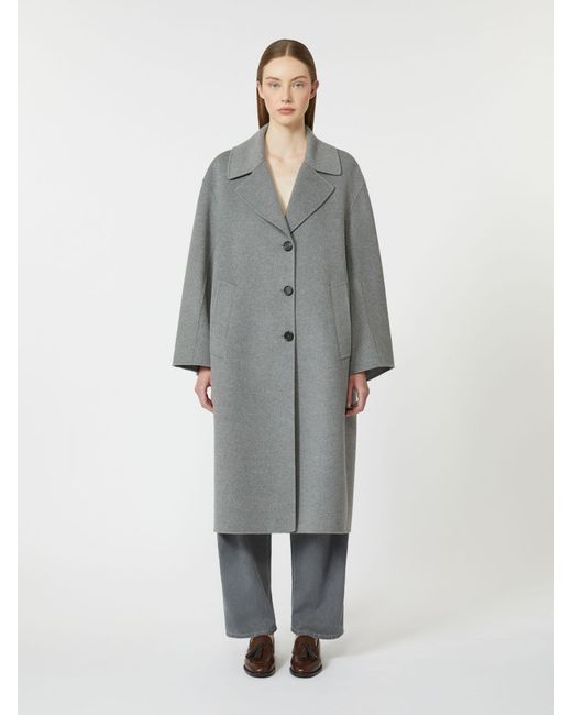 Max Mara Gray Single-Breasted Wool Coat