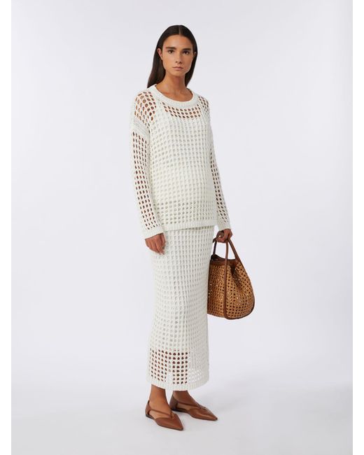 Max Mara White Cotton Mesh Jumper