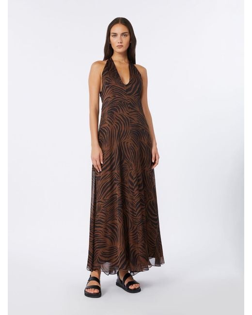 Max Mara Brown Printed Silk Chiffon Dress