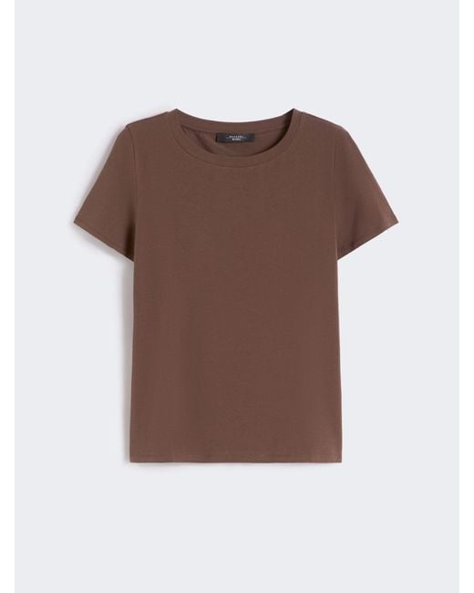 Max Mara Brown Stretch Jersey Basic T-Shirt