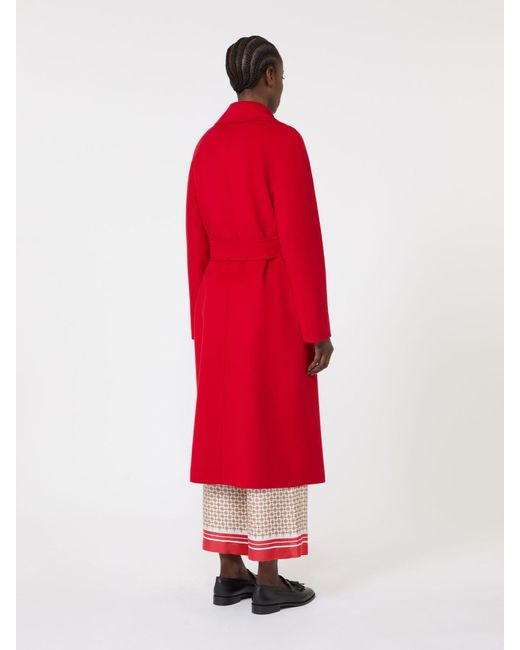 Max Mara Red Langer Mantel Aus Wolle, Kaschmir Und Seide