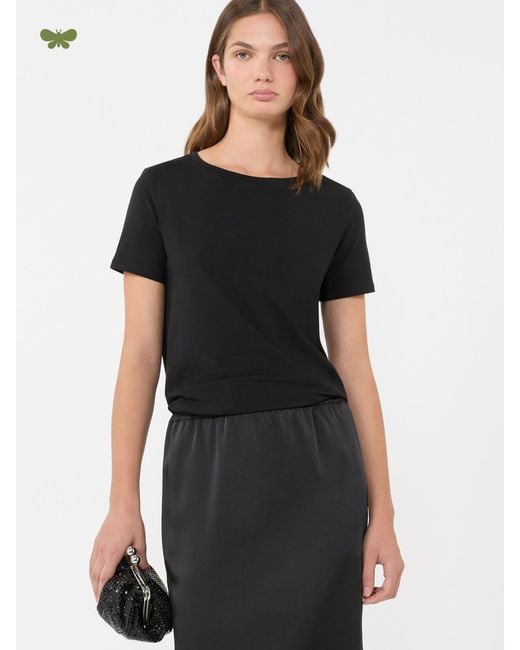 Max Mara Black Basic Cotton Jersey T-Shirt