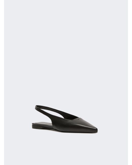 Max Mara White Nappa Leather Flat Slingbacks