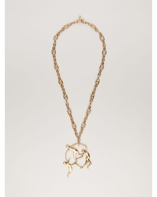 Max Mara Natural Metal Necklace With Pendant