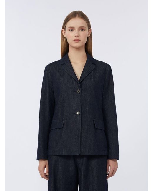 Max Mara Blue Single-Breasted Stretch Denim Jacket