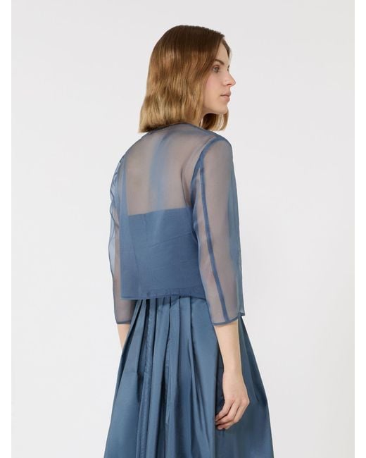 Max Mara Blue Silk Organza Cropped Jacket