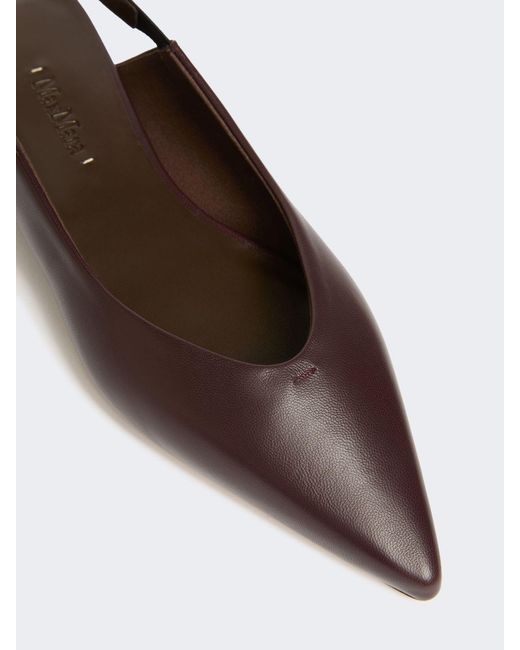 Max Mara White Nappa Leather Flat Slingbacks