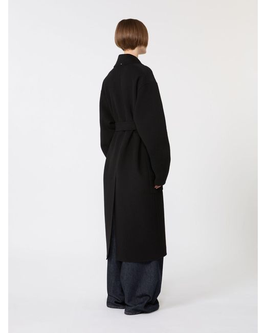 Max Mara Black Pure Wool Robe Coat