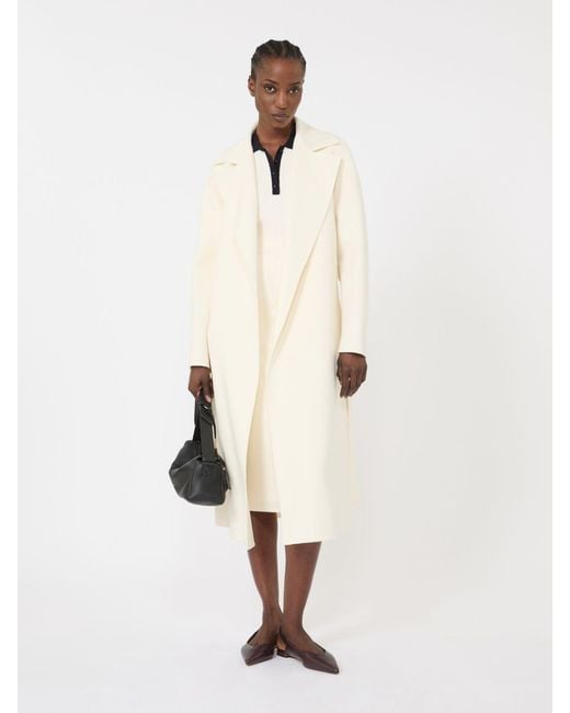 Max Mara Natural Langer Mantel Aus Wolle, Kaschmir Und Seide