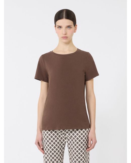 Max Mara Brown Stretch Jersey Basic T-Shirt
