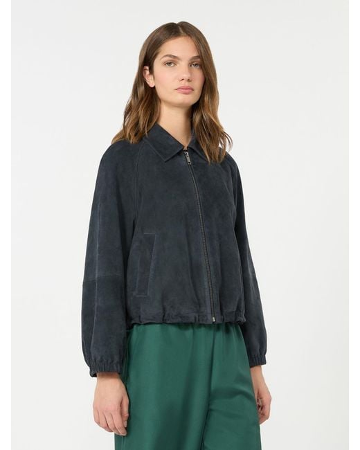 Max Mara Blue Suede Jacket