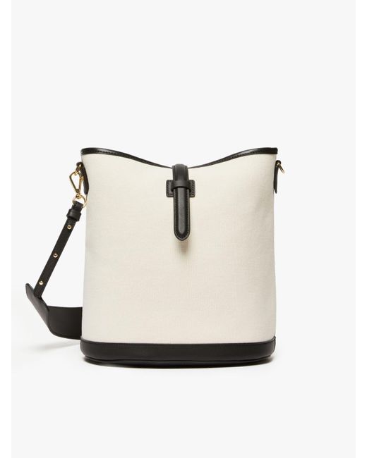 Max Mara White Canvas And Leather Bucket Bag