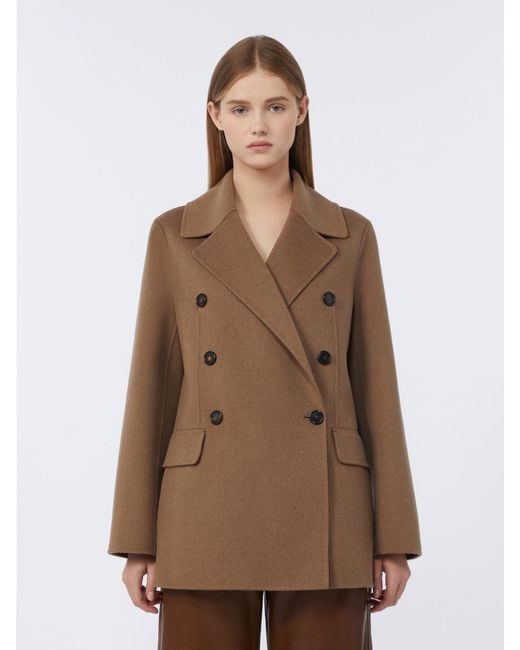 Max Mara Brown Double-Breasted Double-Faced Wool Jacket