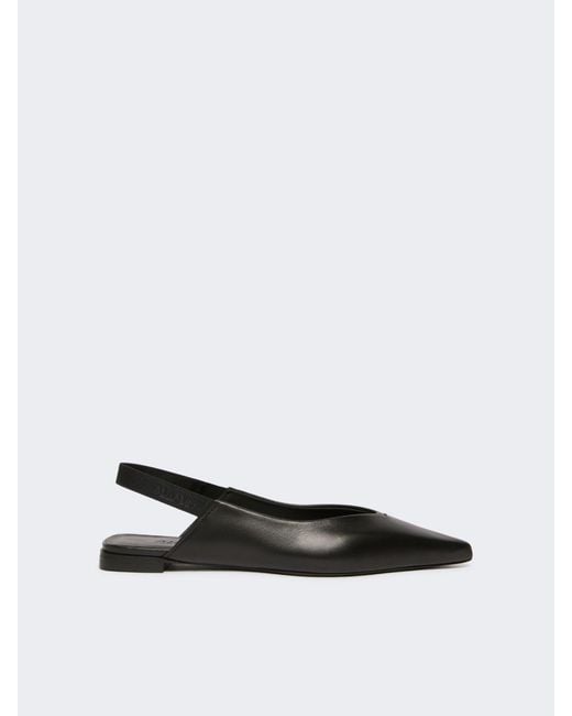 Max Mara White Nappa Leather Flat Slingbacks