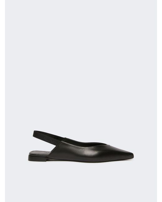 Max Mara White Nappa Leather Flat Slingbacks