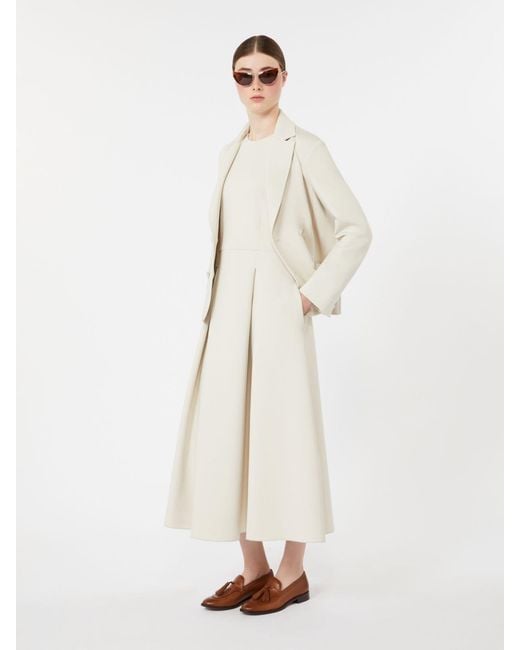 Max Mara Long Flared Scuba Jersey Dress in White | Lyst