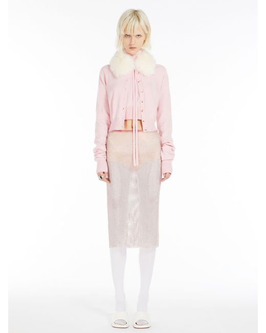 Max Mara Pink Rhinestone Tulle Skirt