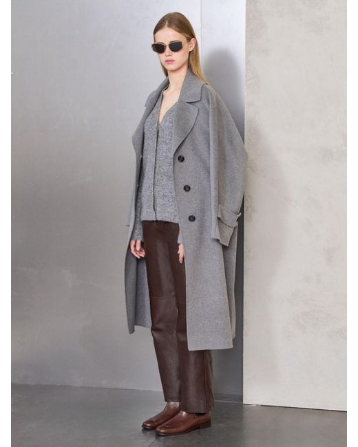 Max Mara Gray Single-Breasted Wool Coat