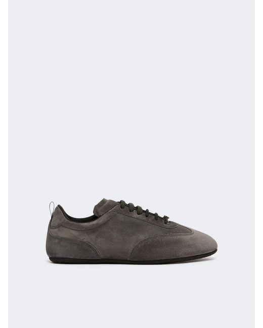 Max Mara White Flat Split-Leather Trainers