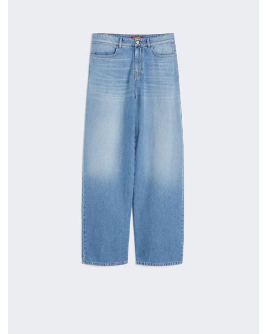 Max Mara Blue Jeans With Leather Patch