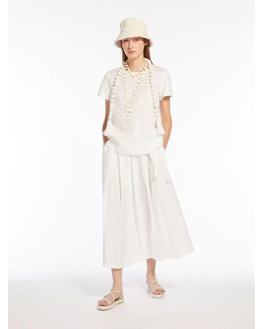 Max Mara White Cotton Poplin Skirt