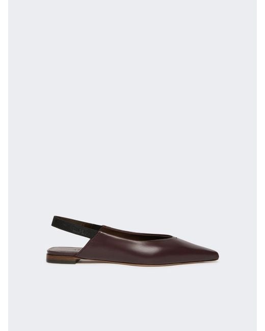 Max Mara White Nappa Leather Flat Slingbacks