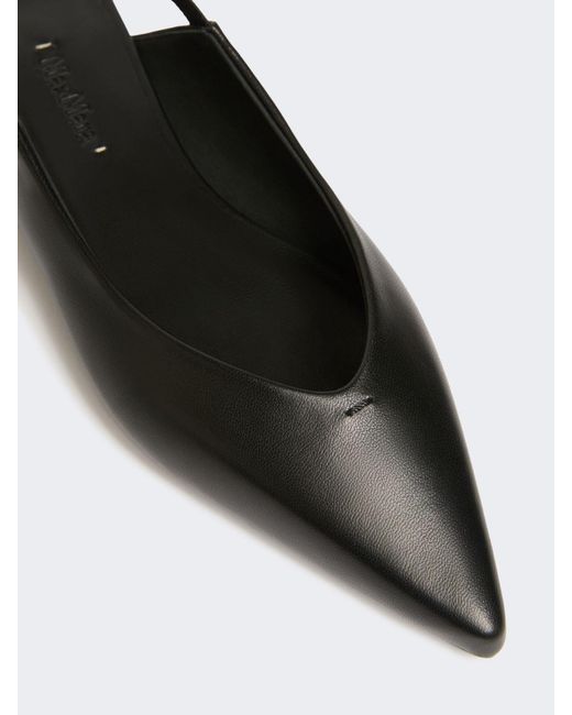 Max Mara White Nappa Leather Flat Slingbacks