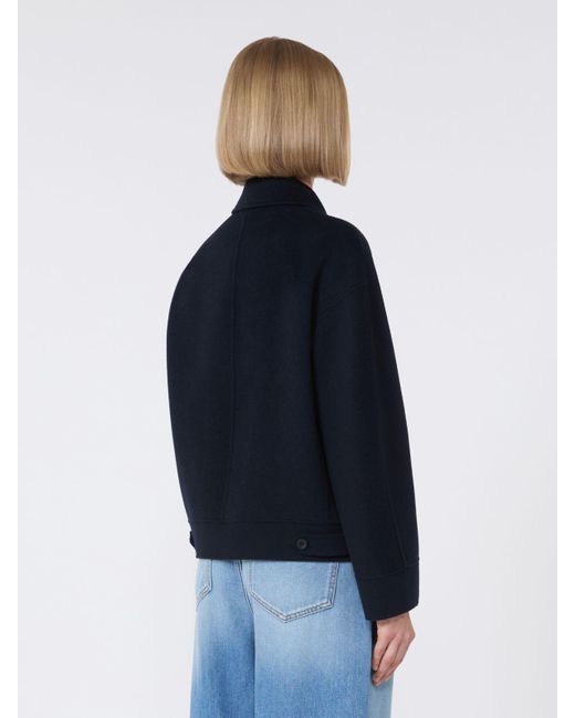 Max Mara Blue Boxy-Fit-Jacke Aus Wolle, Kaschmir Und Seide