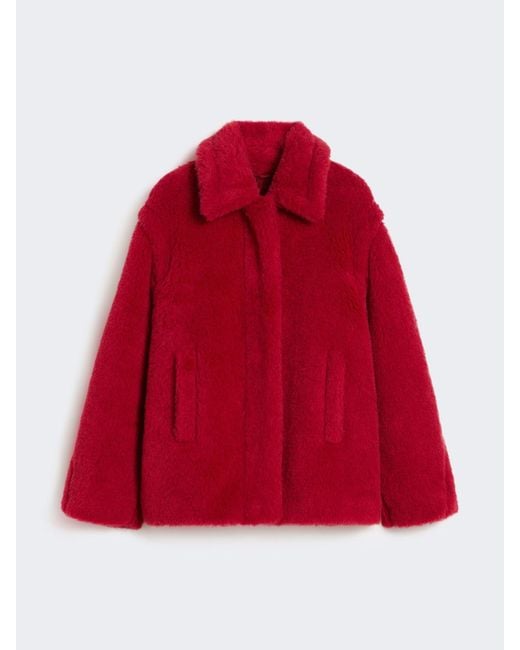 Max Mara Red Cropped Teddy Coat