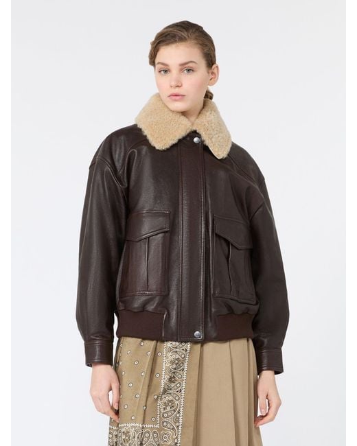 Max Mara Brown Aviator Jacket