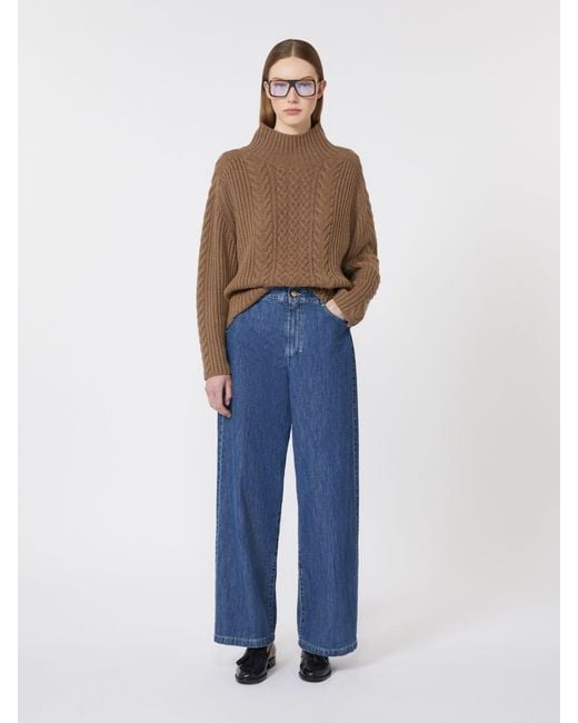 Vaqueros De Pernera Ancha De Denim Max Mara de color Blue