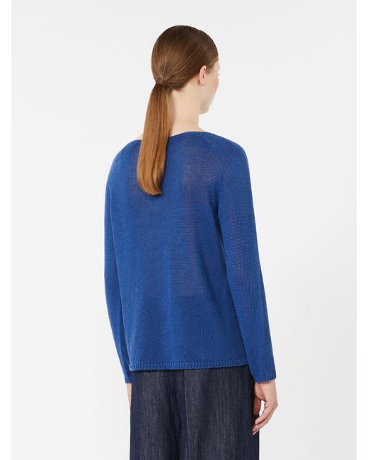 Max Mara Blue Basic-Pullover Aus Leinengewebe