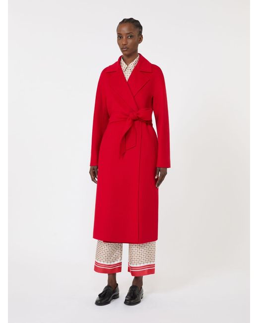 Max Mara Red Langer Mantel Aus Wolle, Kaschmir Und Seide