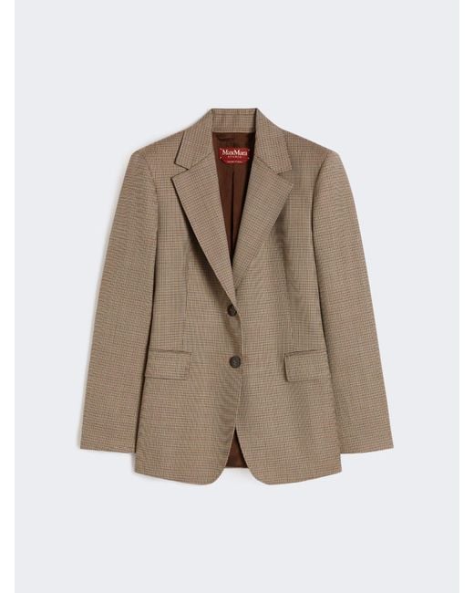 Max Mara Natural Patterned Wool Twill Blazer