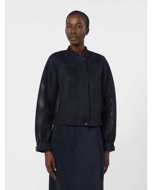 Max Mara Blue Technical Mesh Boxy Jacket