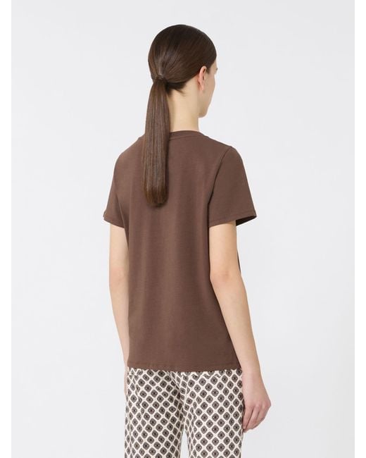 Max Mara Brown Stretch Jersey Basic T-Shirt