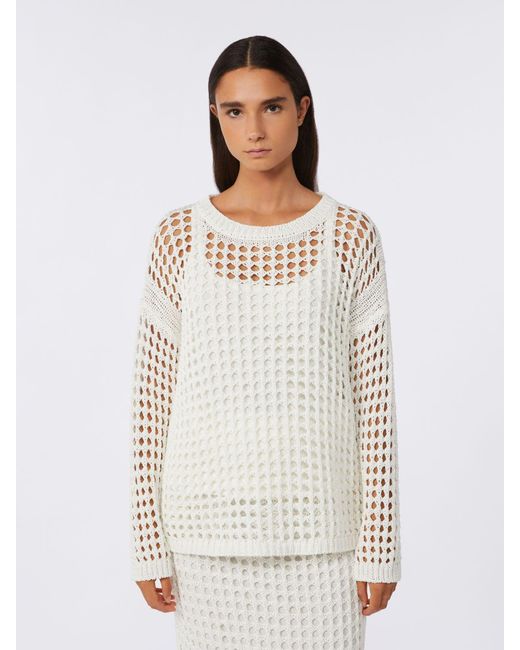 Max Mara White Cotton Mesh Jumper