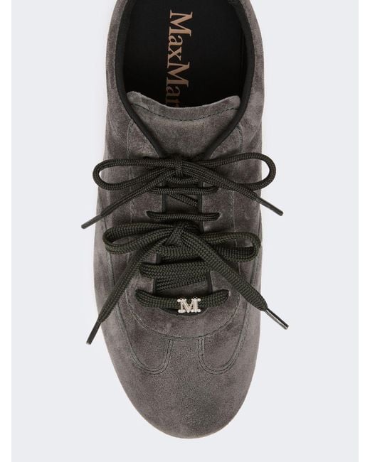 Max Mara White Flat Split-Leather Trainers