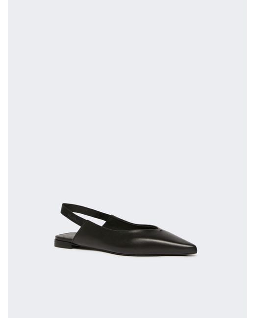 Max Mara White Nappa Leather Flat Slingbacks