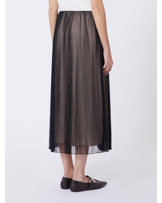 Max Mara Black Plissé-Pleated Tulle Skirt