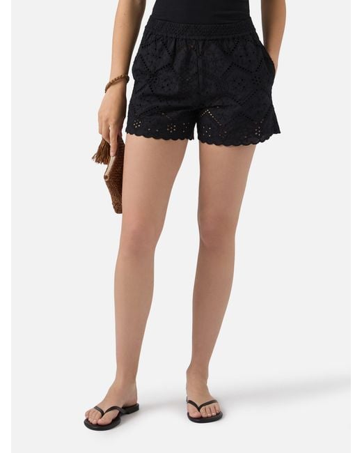 Mc2 Saint Barth Black Meave Broderie Anglaise Shorts Pant