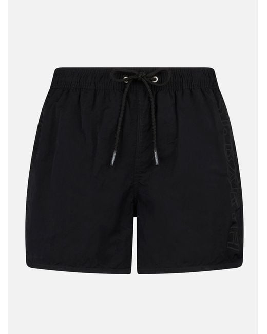 Mc2 Saint Barth Black Swimshorts With Side Logo And Contrast Swimshort