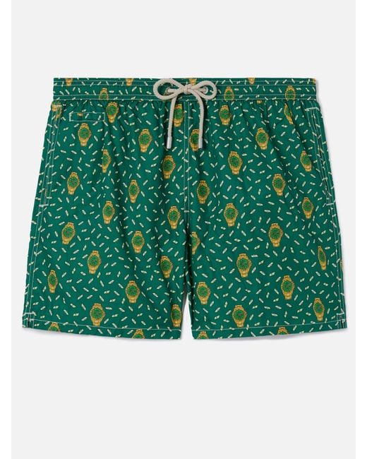 Mc2 Saint Barth Green Lighting Micro Swim Shorts With Rich Mayer All-Over Print Swimshort for men