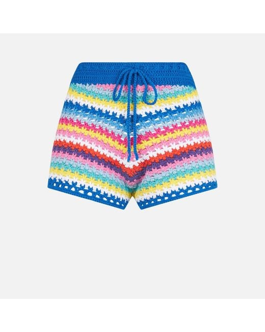Mc2 Saint Barth Crochet Kalima Shorts On Bluette Background Pant