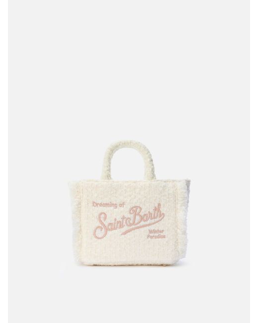 Mc2 Saint Barth White Vanity Mini Tweed Handbag Bag